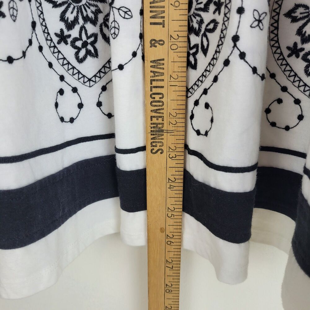 Talbots 100% cotton white flare skirt black embroidery elastic waist M boho - Picture 3 of 10